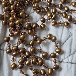 Elegant Gold Genuine Pearl Belt - Necklace